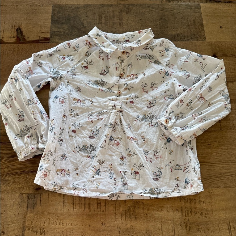 Zara Kids cottage woodland Printed Button Shirt size 3 -4 years